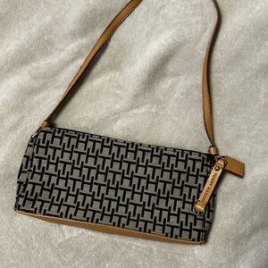 Tommy Hilfiger Black and Brown Shoulder Bag